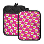 Pink Fried Eggs Pattern Print Pot Holders With Pocket
