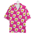 Pink Fried Eggs Pattern Print Rayon Hawaiian Shirt