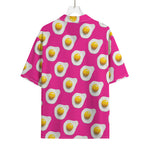 Pink Fried Eggs Pattern Print Rayon Hawaiian Shirt