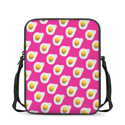 Pink Fried Eggs Pattern Print Rectangular Crossbody Bag