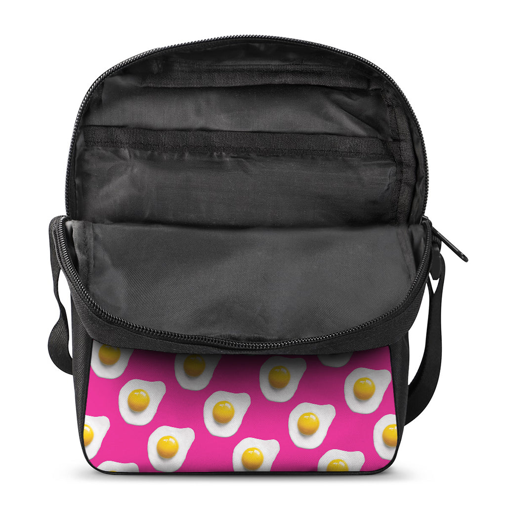 Pink Fried Eggs Pattern Print Rectangular Crossbody Bag
