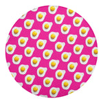 Pink Fried Eggs Pattern Print Round Blanket