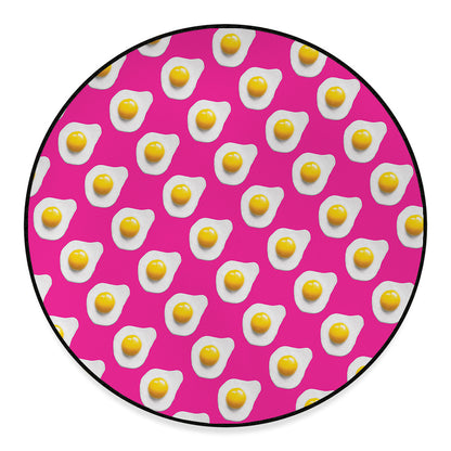 Pink Fried Eggs Pattern Print Round Floor Mat