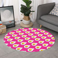 Pink Fried Eggs Pattern Print Round Rug