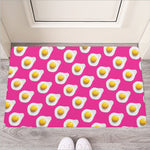 Pink Fried Eggs Pattern Print Rubber Doormat