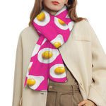 Pink Fried Eggs Pattern Print Scarf