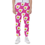 Pink Fried Eggs Pattern Print Scuba Joggers