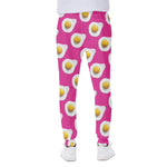 Pink Fried Eggs Pattern Print Scuba Joggers