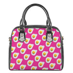 Pink Fried Eggs Pattern Print Shoulder Handbag