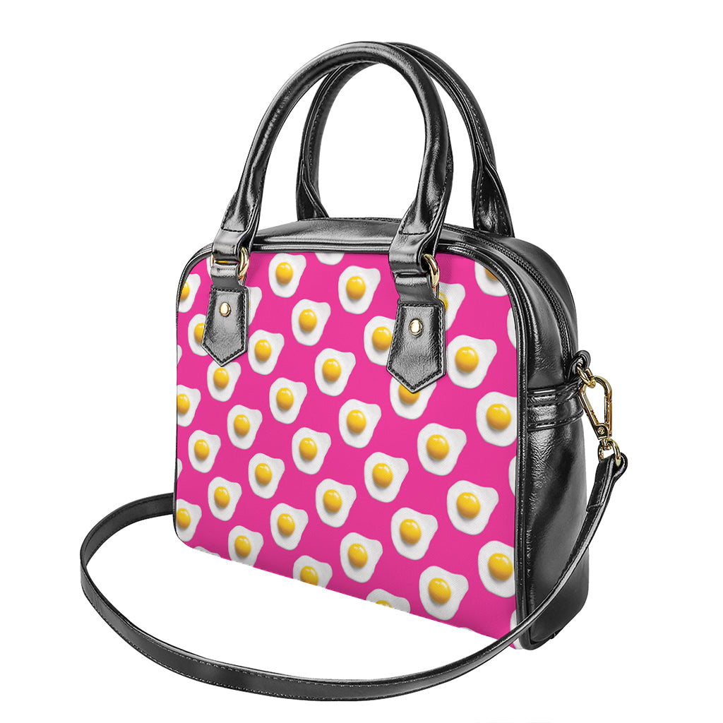 Pink Fried Eggs Pattern Print Shoulder Handbag