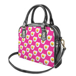 Pink Fried Eggs Pattern Print Shoulder Handbag