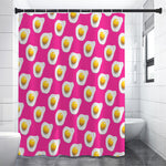 Pink Fried Eggs Pattern Print Shower Curtain