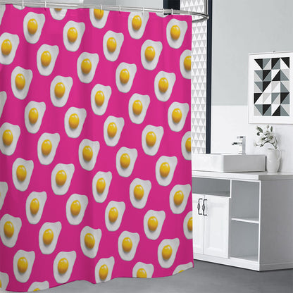 Pink Fried Eggs Pattern Print Shower Curtain