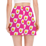 Pink Fried Eggs Pattern Print Side Slit Mini Skirt