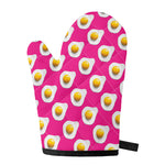 Pink Fried Eggs Pattern Print Single Oven Mitt