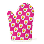 Pink Fried Eggs Pattern Print Single Oven Mitt