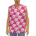 Pink Fried Eggs Pattern Print Sleeveless Baseball Jersey
