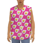Pink Fried Eggs Pattern Print Sleeveless Baseball Jersey