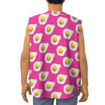 Pink Fried Eggs Pattern Print Sleeveless Baseball Jersey