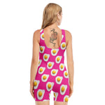 Pink Fried Eggs Pattern Print Sleeveless One Piece Swimsuit