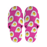 Pink Fried Eggs Pattern Print Slippers
