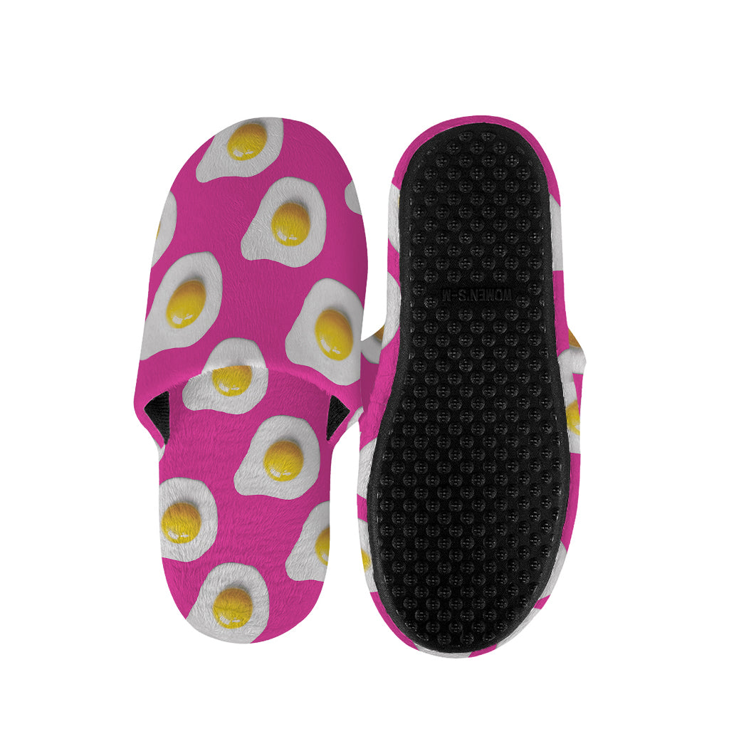 Pink Fried Eggs Pattern Print Slippers