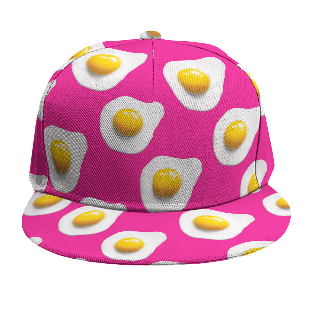 Pink Fried Eggs Pattern Print Snapback Cap