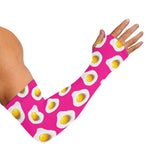 Pink Fried Eggs Pattern Print Sun Protection Arm Sleeves