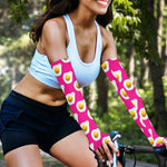 Pink Fried Eggs Pattern Print Sun Protection Arm Sleeves