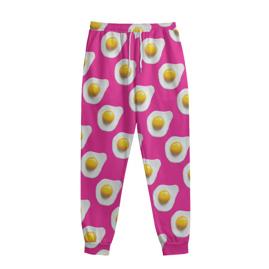 Pink Fried Eggs Pattern Print Sweatpants