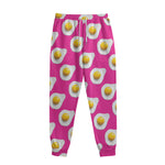 Pink Fried Eggs Pattern Print Sweatpants
