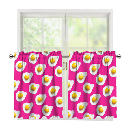 Pink Fried Eggs Pattern Print Tier Curtains