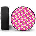 Pink Fried Eggs Pattern Print Tire Cover