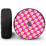 Pink Fried Eggs Pattern Print Tire Cover With Camera Hole