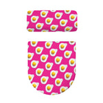 Pink Fried Eggs Pattern Print Toilet Lid And Tank Cover Set