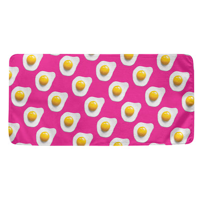 Pink Fried Eggs Pattern Print Towel