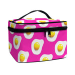 Pink Fried Eggs Pattern Print Travel Makeup Bag
