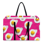 Pink Fried Eggs Pattern Print Utility Tote Bag