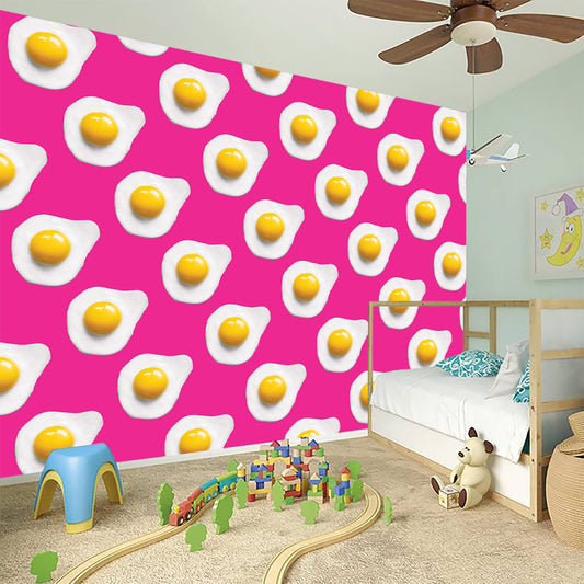 Pink Fried Eggs Pattern Print Wall Sticker