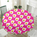 Pink Fried Eggs Pattern Print Waterproof Round Tablecloth
