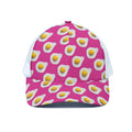 Pink Fried Eggs Pattern Print White Mesh Trucker Hat