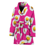 Pink Fried Eggs Pattern Print Women's Bathrobe