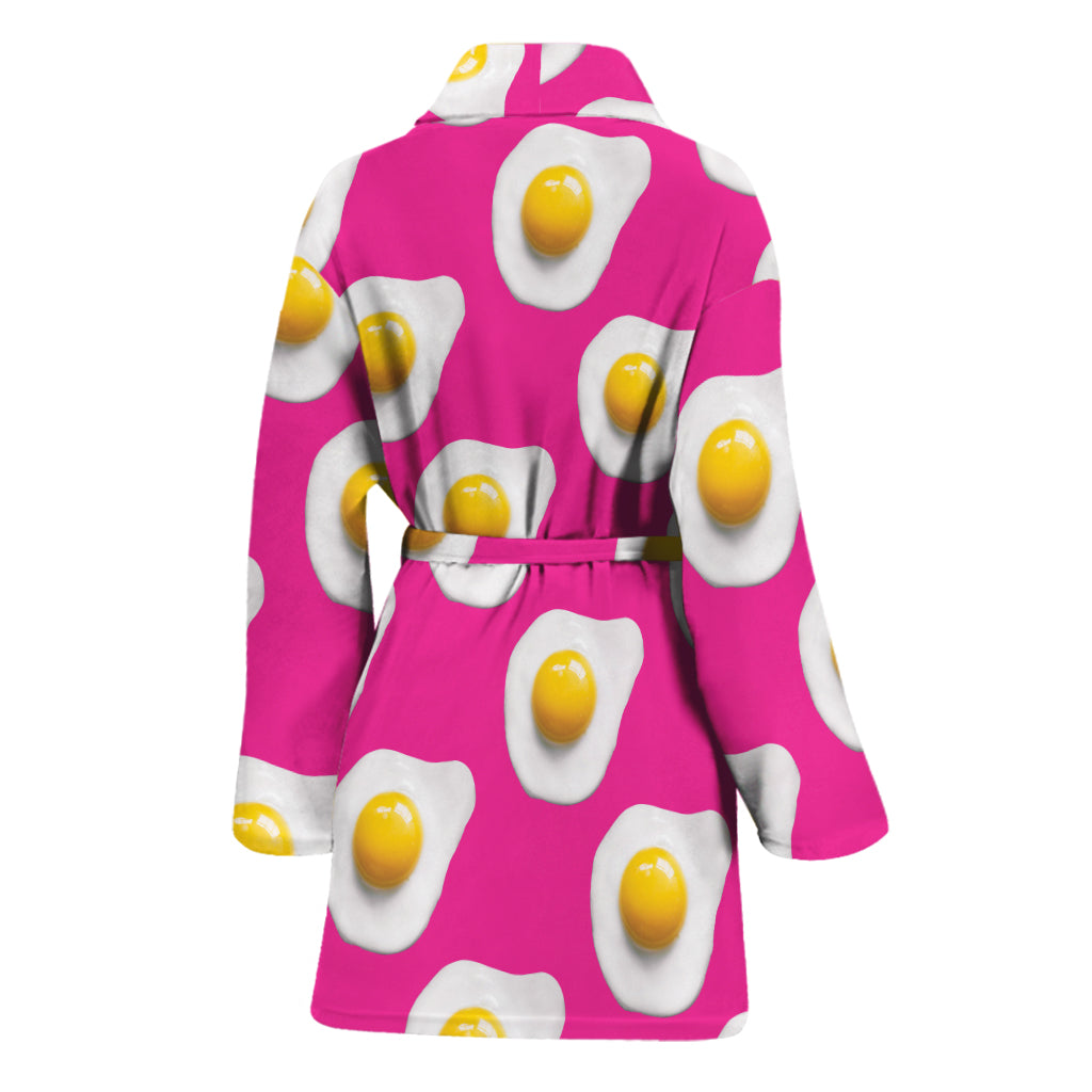 Pink Fried Eggs Pattern Print Women's Bathrobe