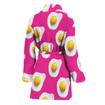 Pink Fried Eggs Pattern Print Women's Bathrobe
