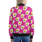 Pink Fried Eggs Pattern Print Women's Bomber Jacket