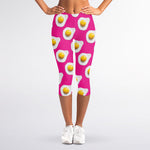 Pink Fried Eggs Pattern Print Women's Capri Leggings