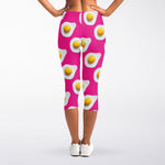 Pink Fried Eggs Pattern Print Women's Capri Leggings