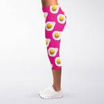 Pink Fried Eggs Pattern Print Women's Capri Leggings
