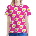 Pink Fried Eggs Pattern Print Women's Polo Shirt