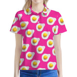 Pink Fried Eggs Pattern Print Women's Polo Shirt
